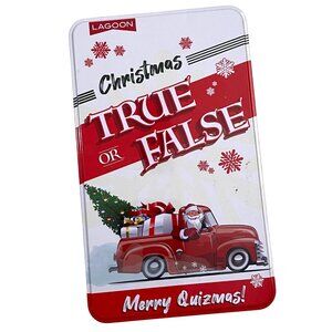 Christmas True or False Merry Quizmas Holiday Family Game Trivia Decorative Tin